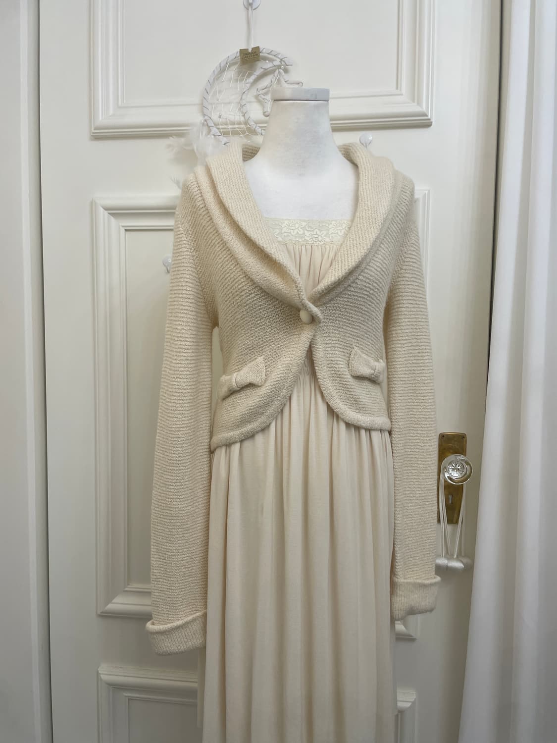 EF-DE ivory bow point collar cardigan 상품이미지1