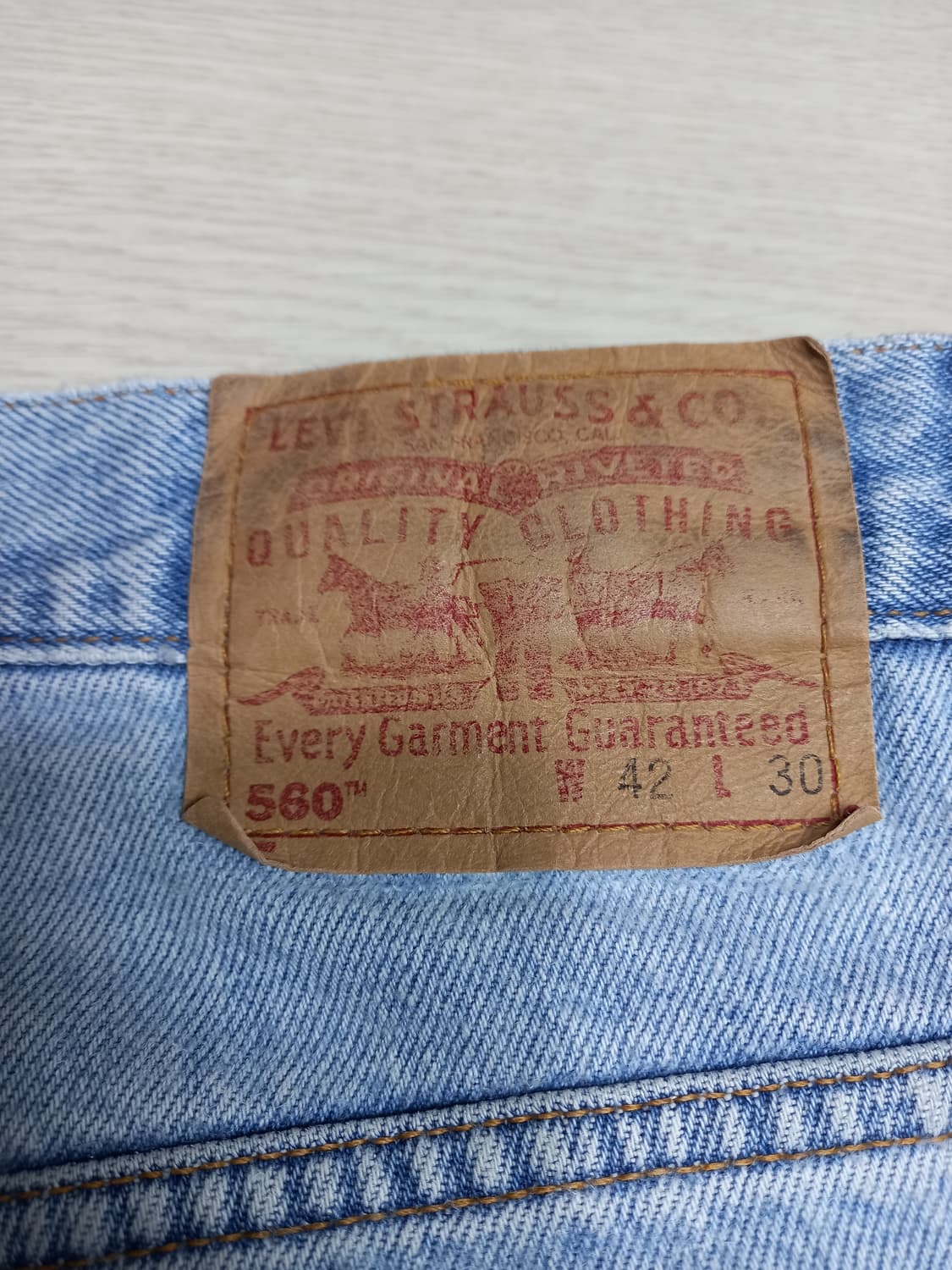 36 90's 리바이스560 RedPont 테이퍼드진 연청 36-444 상품이미지5