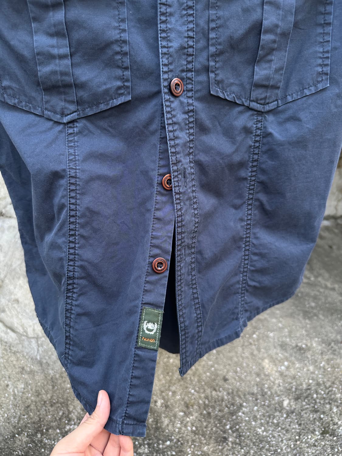 Vintage washed navy pocket half shirts  상품이미지6