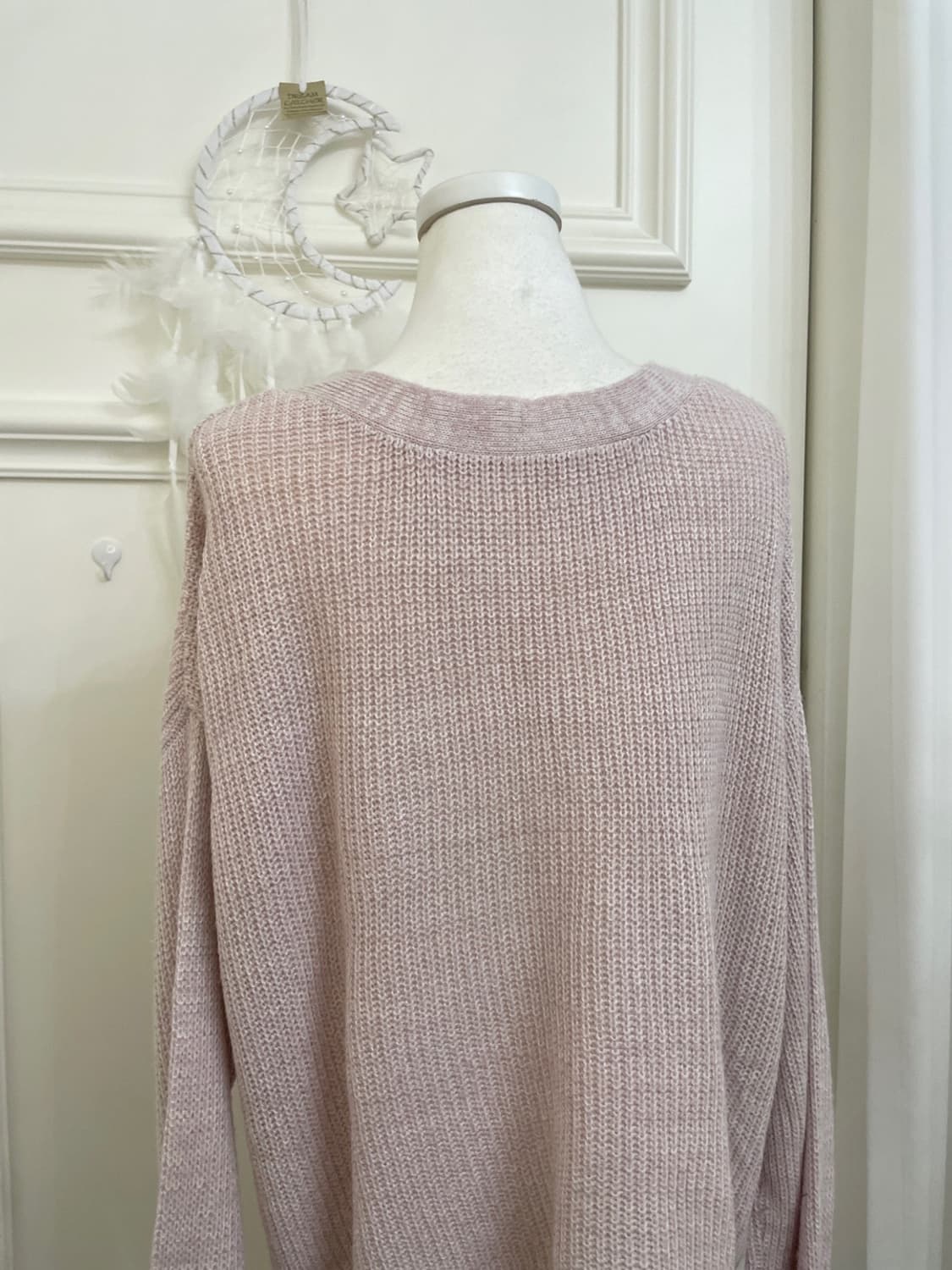 lavender pink lace-up point loose knit t 상품이미지4