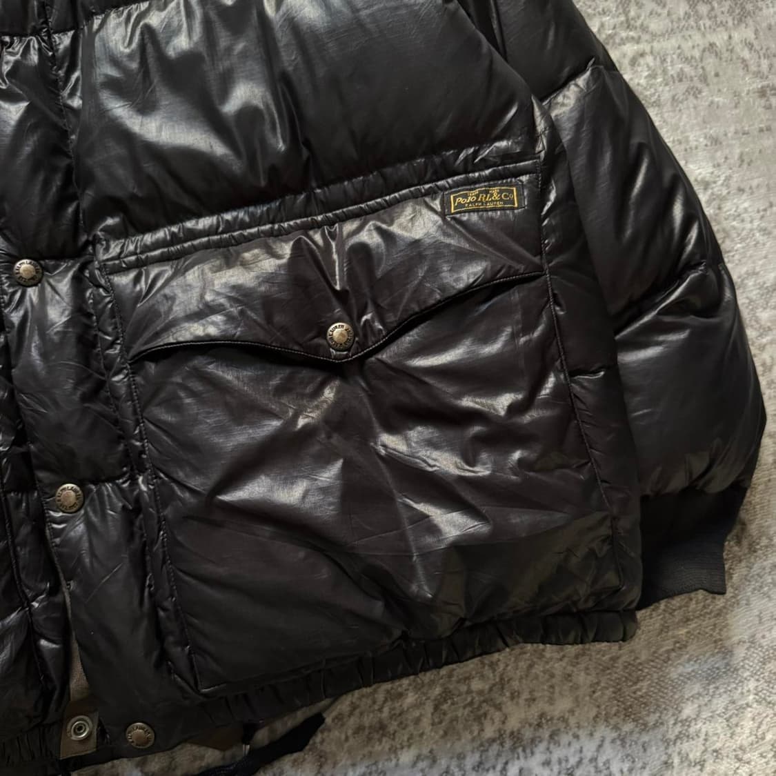 00s 폴로 랄프로렌 오일드 다운 패딩 자켓 블랙 상품이미지3