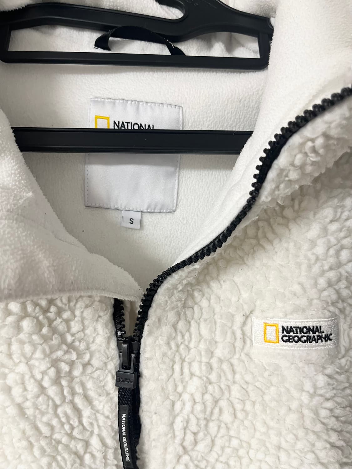 내셔널지오그래픽 뽀글이 후리스 후드집업 화이트  [S] 상품이미지4