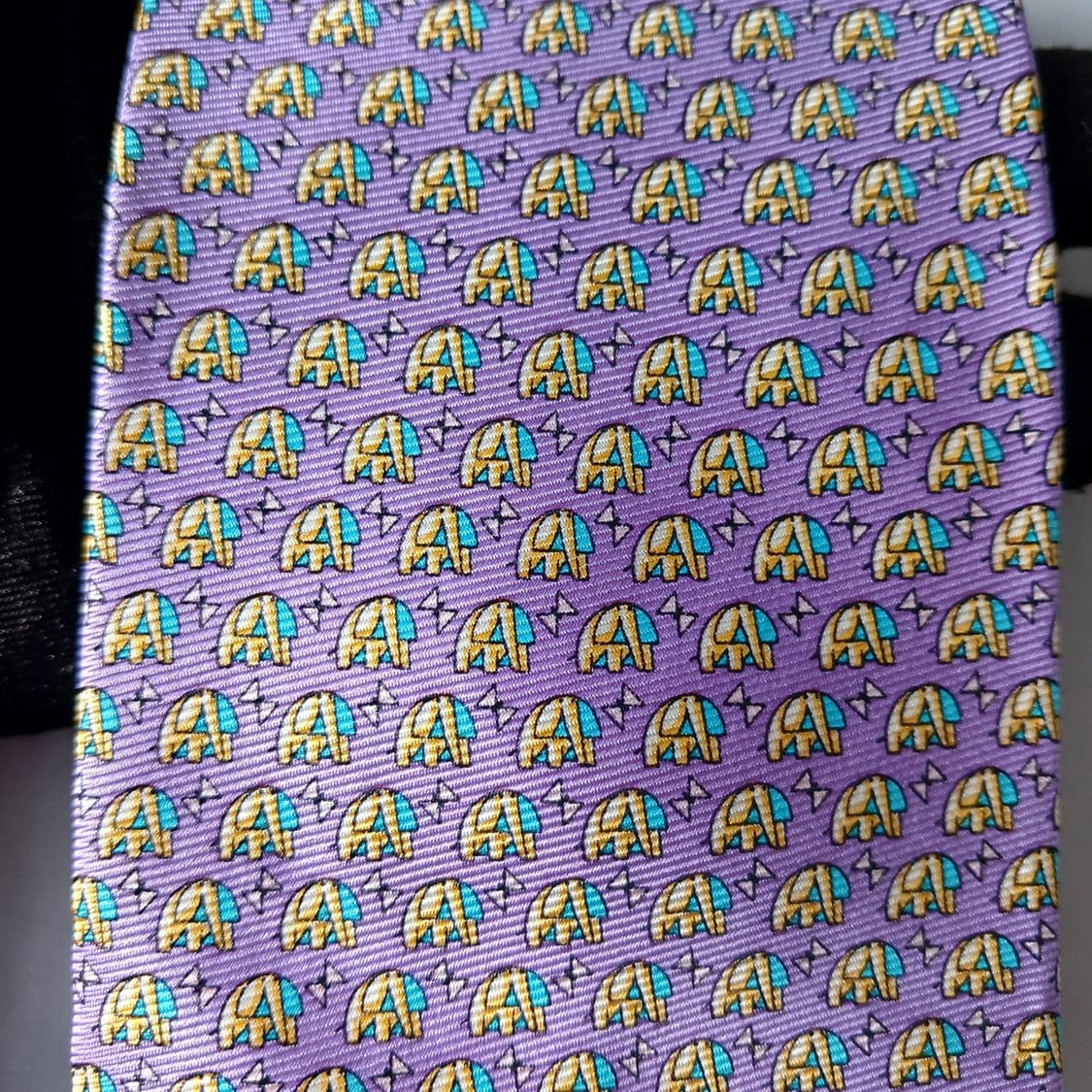 니나리치 실크 퍼플 코끼리 패턴 넥타이 8.8cm A+등급 A19885
 상품이미지8