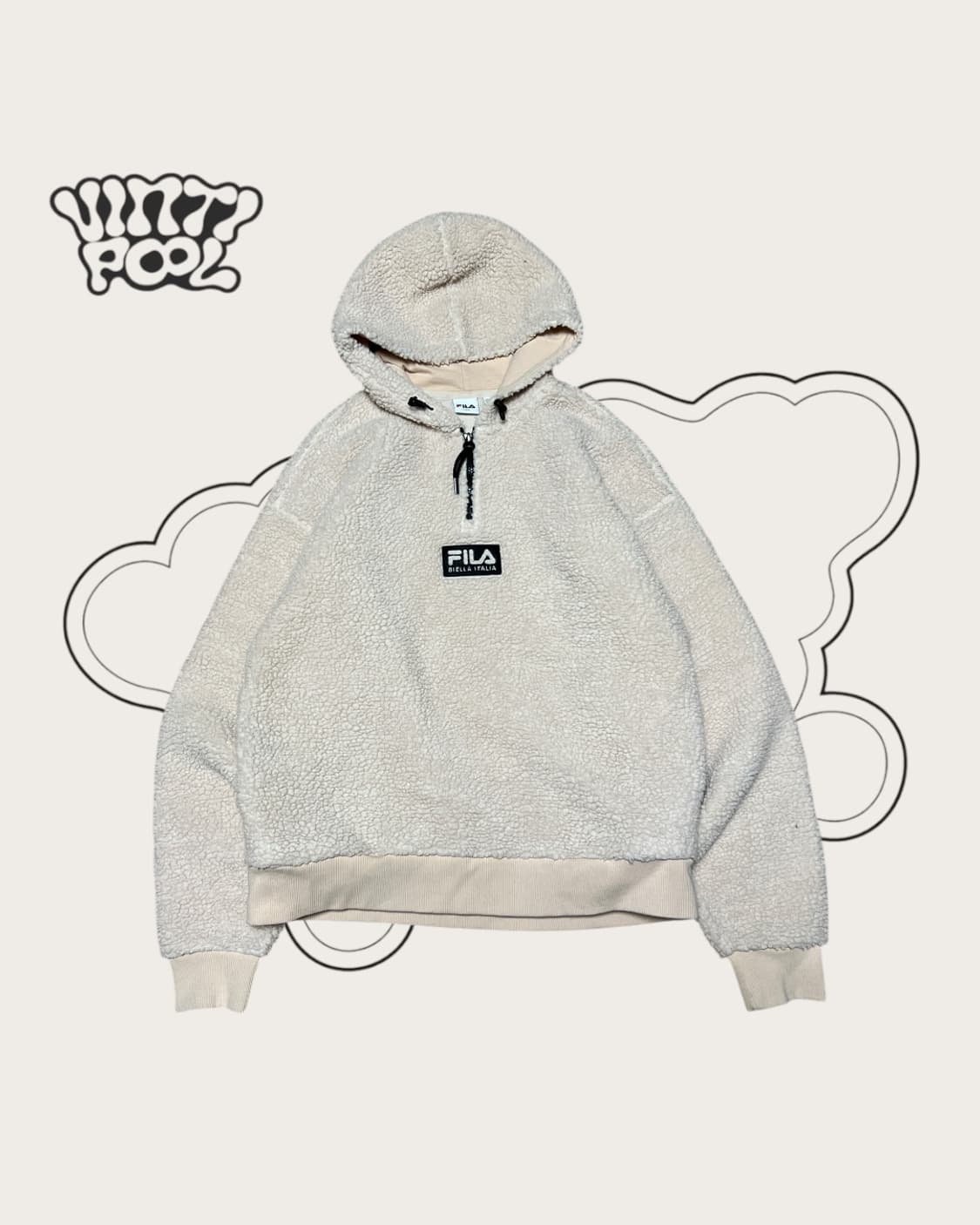 FILA 휠라 아이보리 뽀글이 반집업 후드티 L 상품이미지1