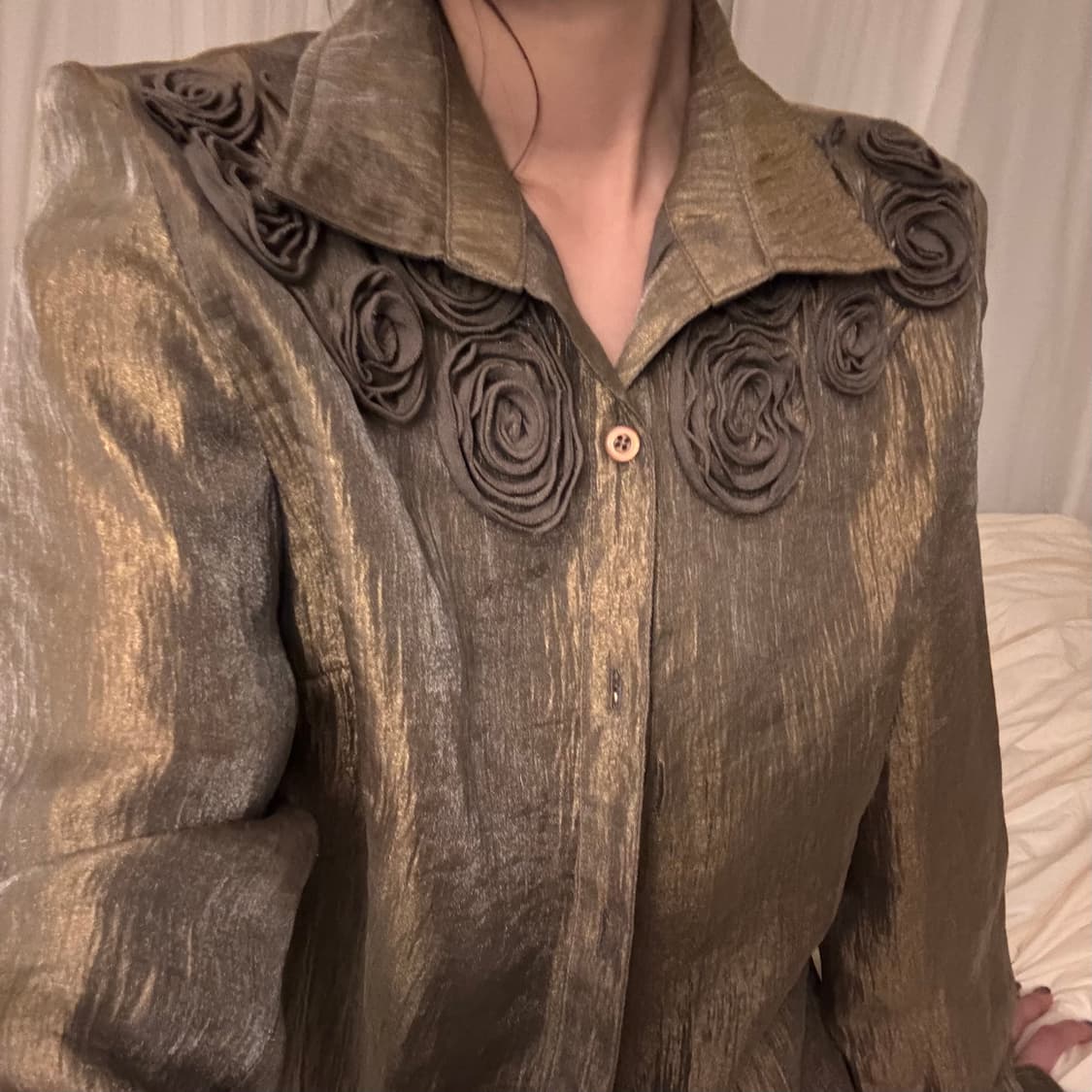 오츠 빈티지 골드 장미 셔츠 상품이미지2