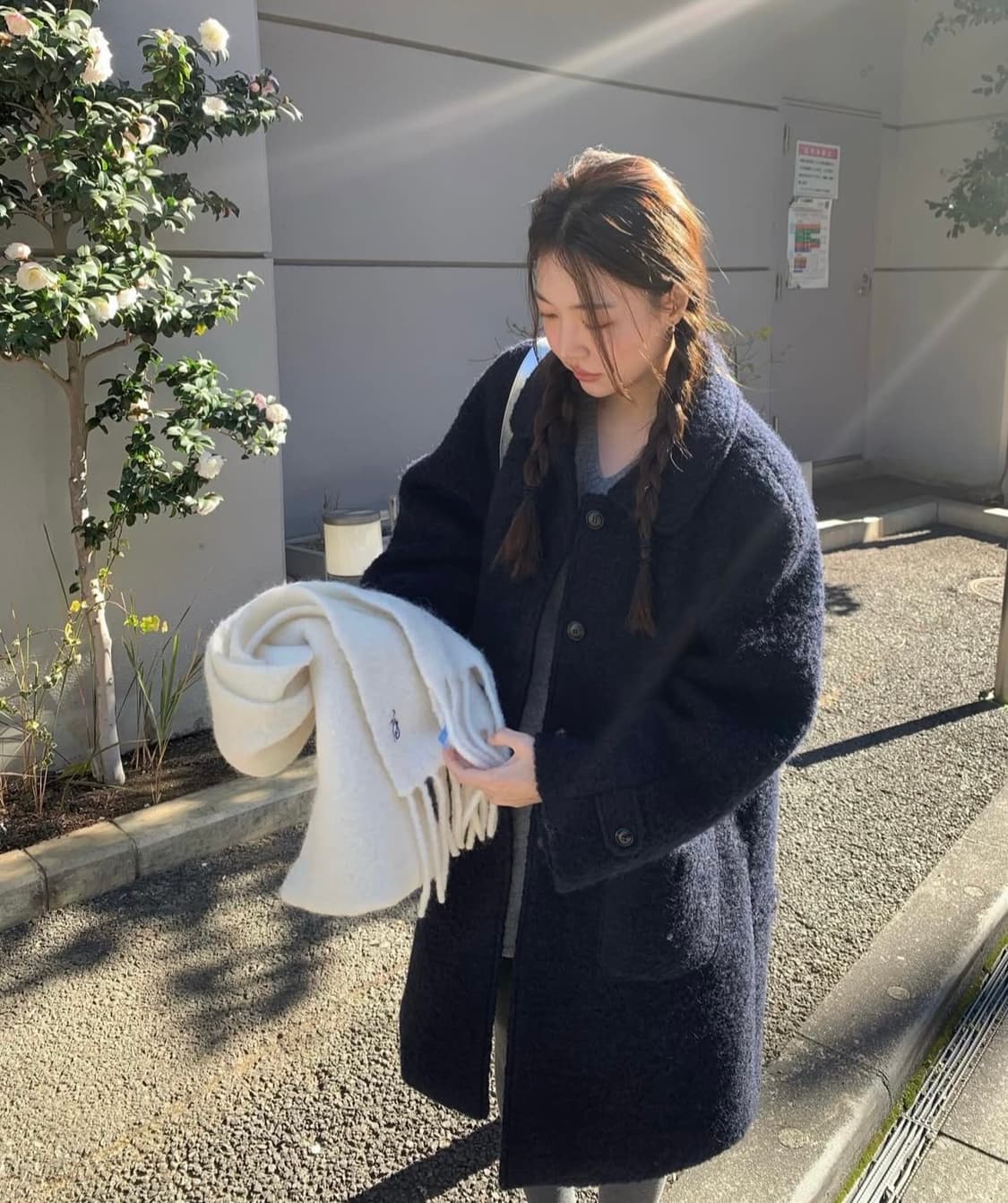 [택달린새상품] 타낫 알파카 부클 롱 코트 네이비 tannat 상품이미지1