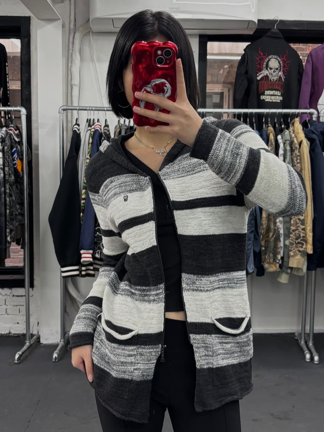 히스테릭 글래머 스컬 니트 후드집업 상품이미지2