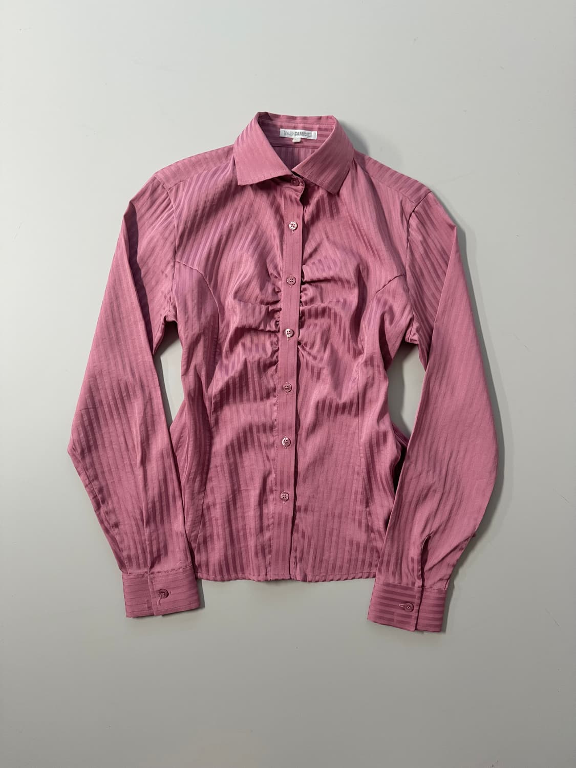 나라까미체 셔링 음각 스트라이프 패턴 셔츠 상품이미지3