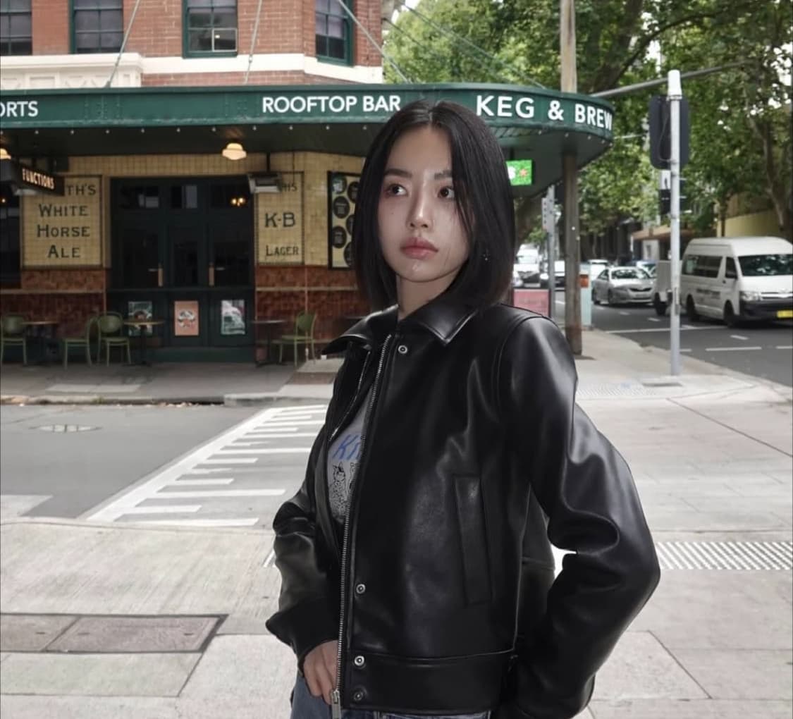 페일제이드 댄디레더 패디드 크롭 자켓/점퍼 블랙 상품이미지2