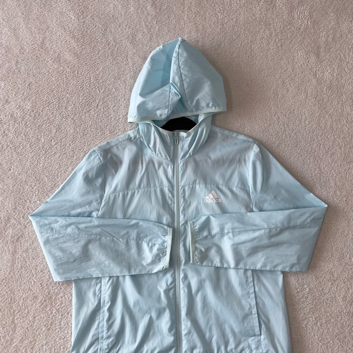 S 아디다스 여성 윈드 경량 바람막이 러닝 백로고 하늘색 상품이미지2