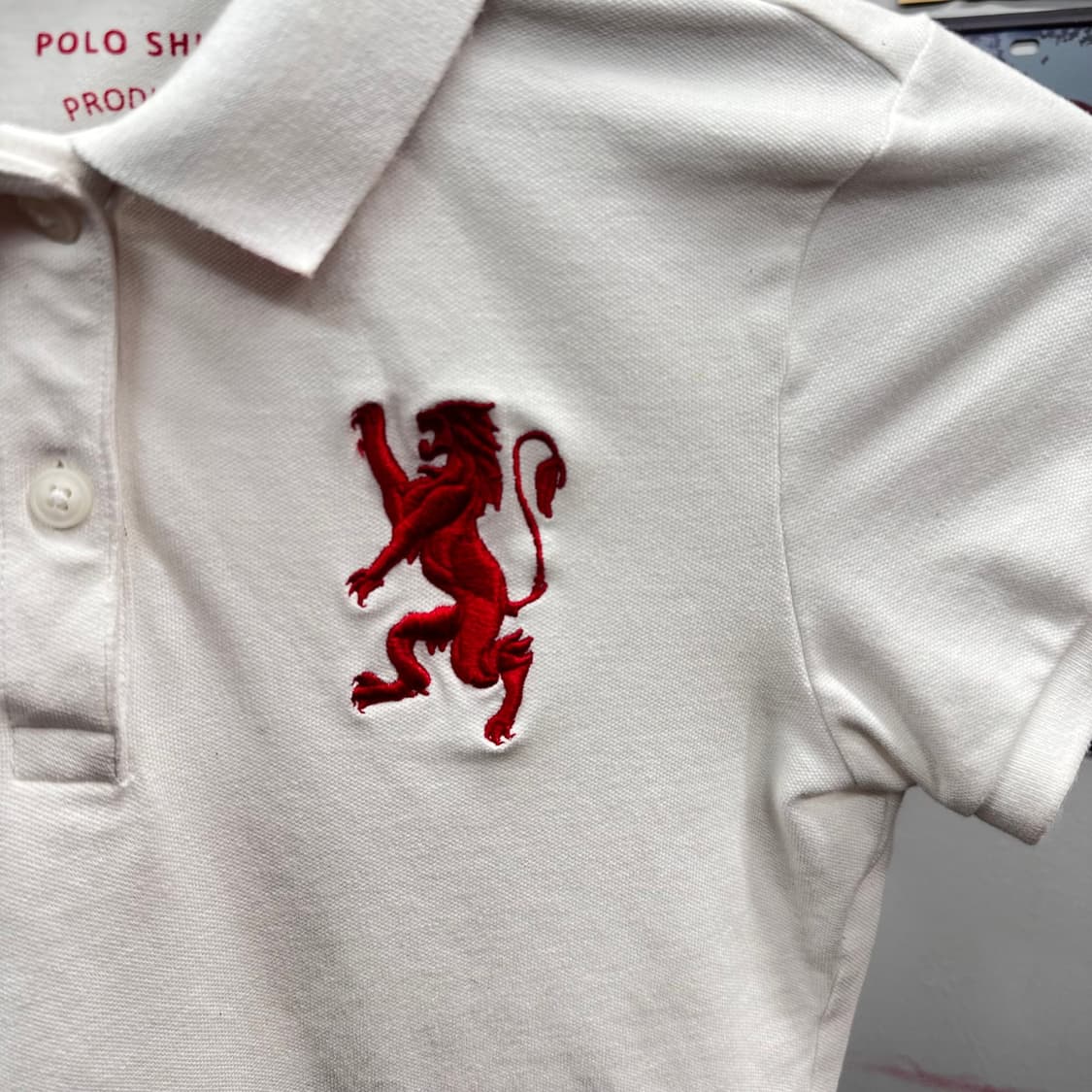 Giodano, Red Logo White PK Shirt 상품이미지5