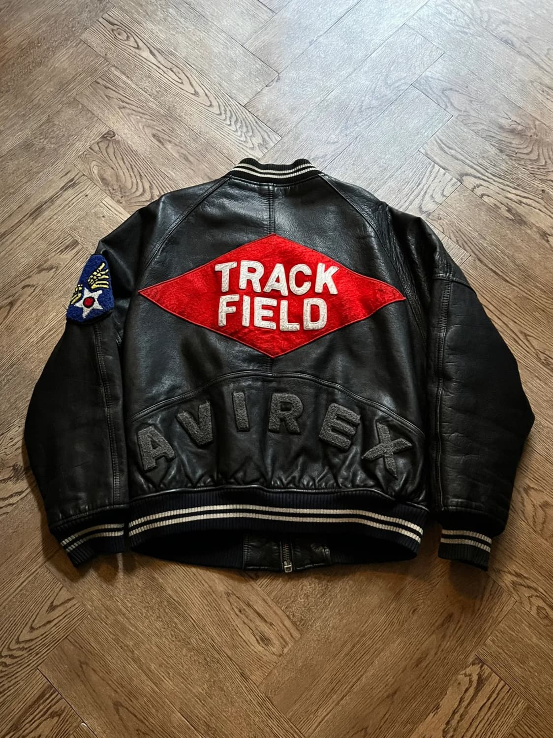 [S]AVIREX 아비렉스 TRACK FIELD 레더 바시티 자켓 상품이미지1