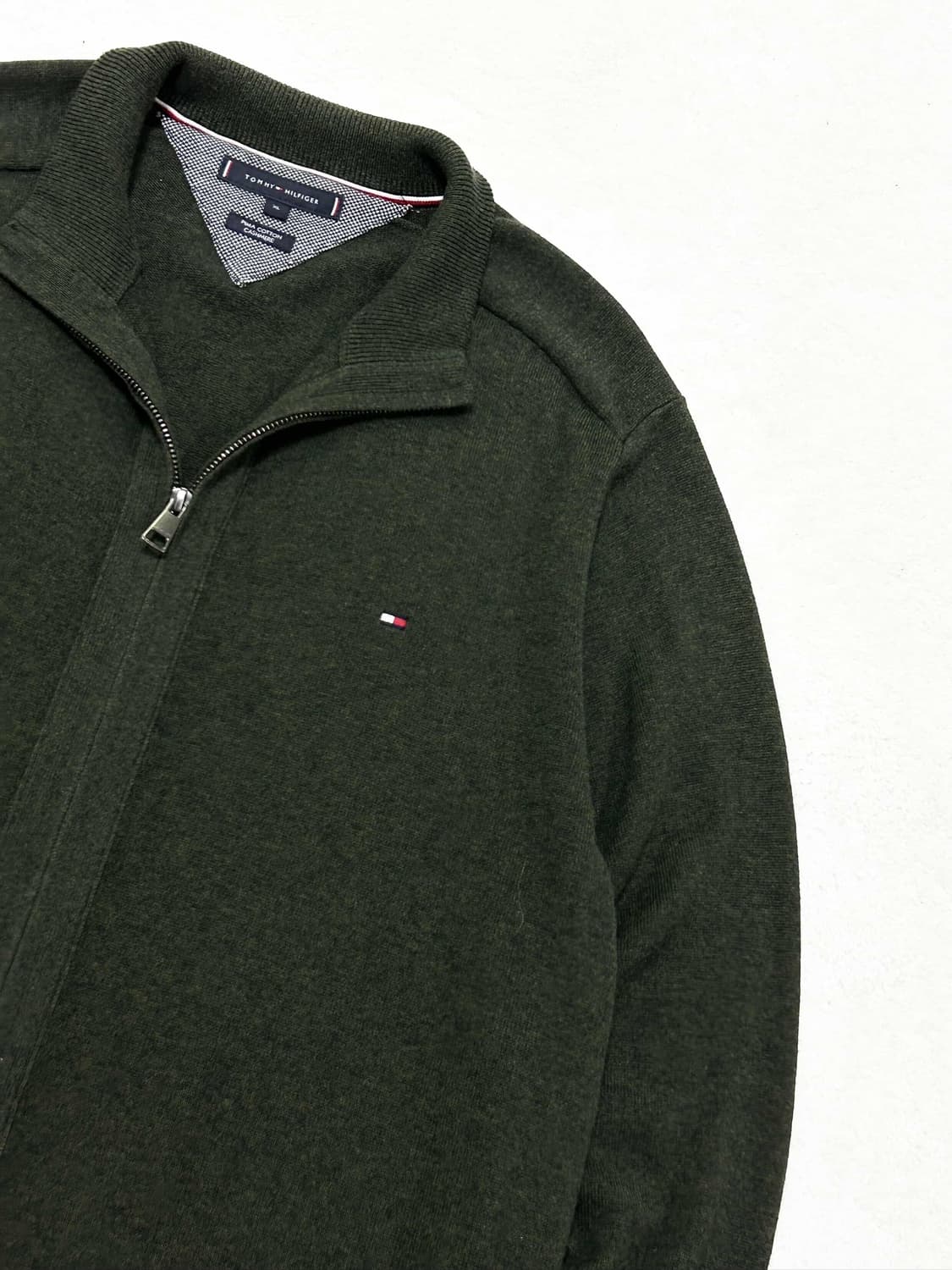 타미힐피거 스몰로고 캐시혼방 카키 니트집업 상품이미지6