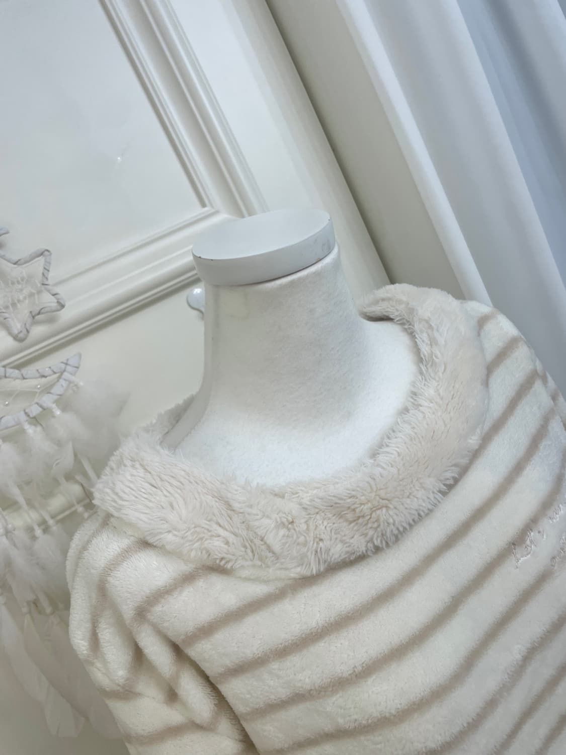 ivory beige stripe fur point home wear 상품이미지7