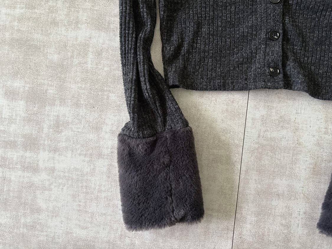 faux fur collar cardigan 상품이미지3