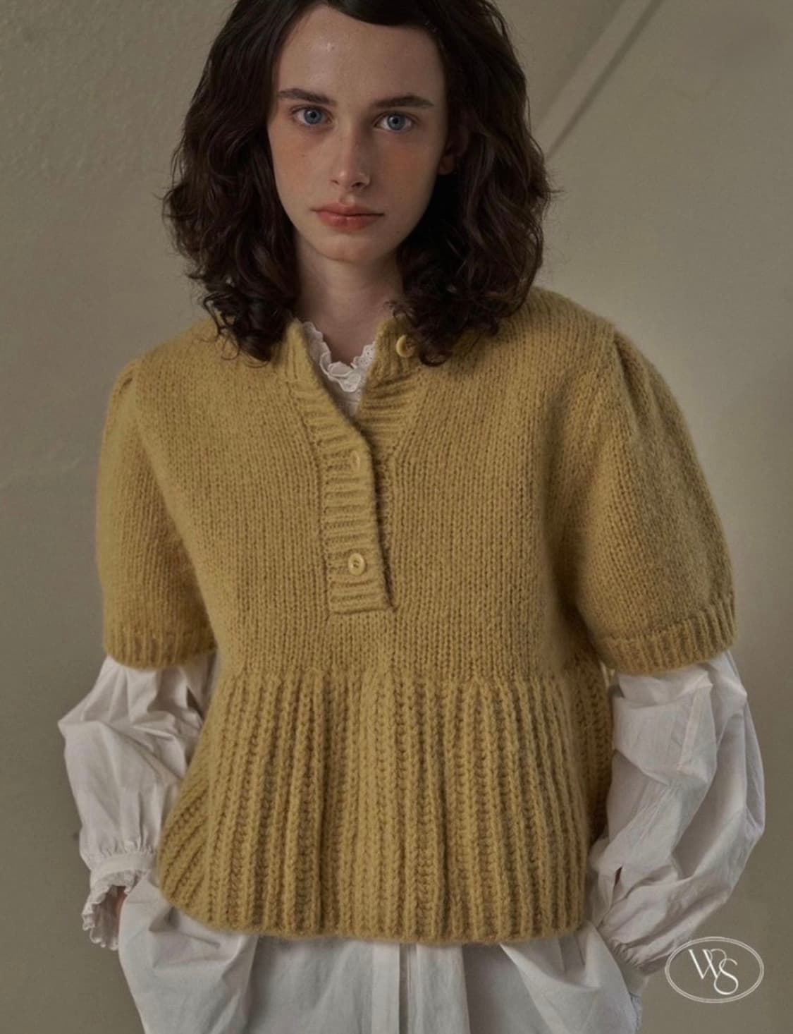 위드아웃썸머 머스타드 반팔 니트 상품이미지1