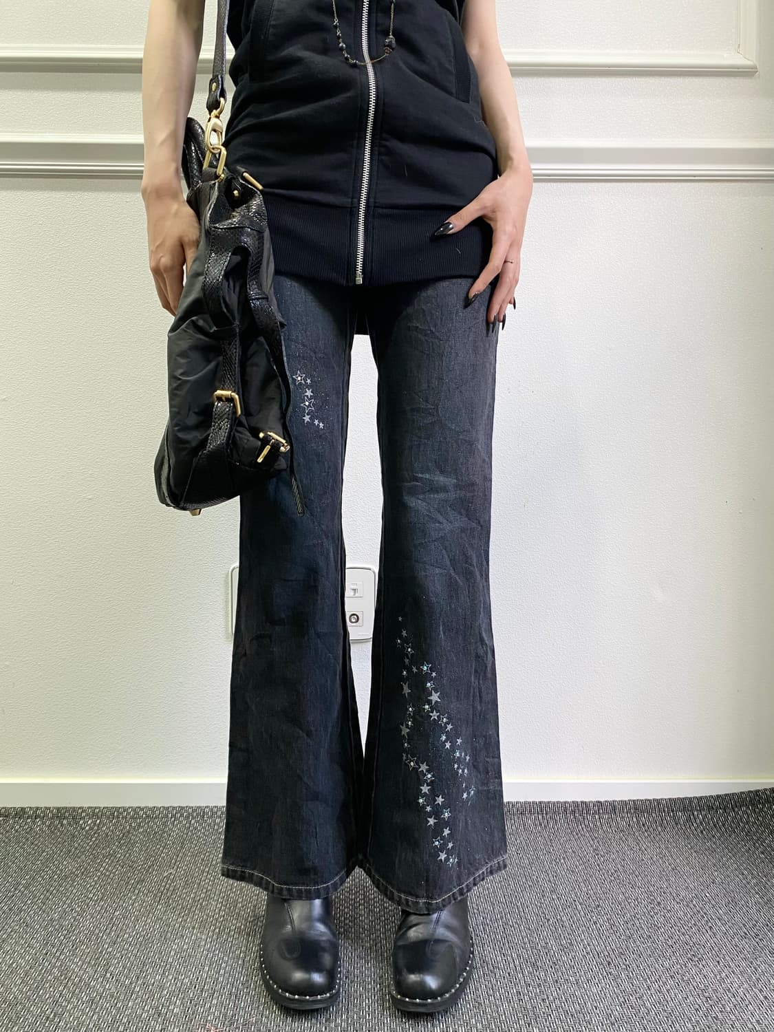  2000s Girl Star Print Boots-Cut Pants 상품이미지1