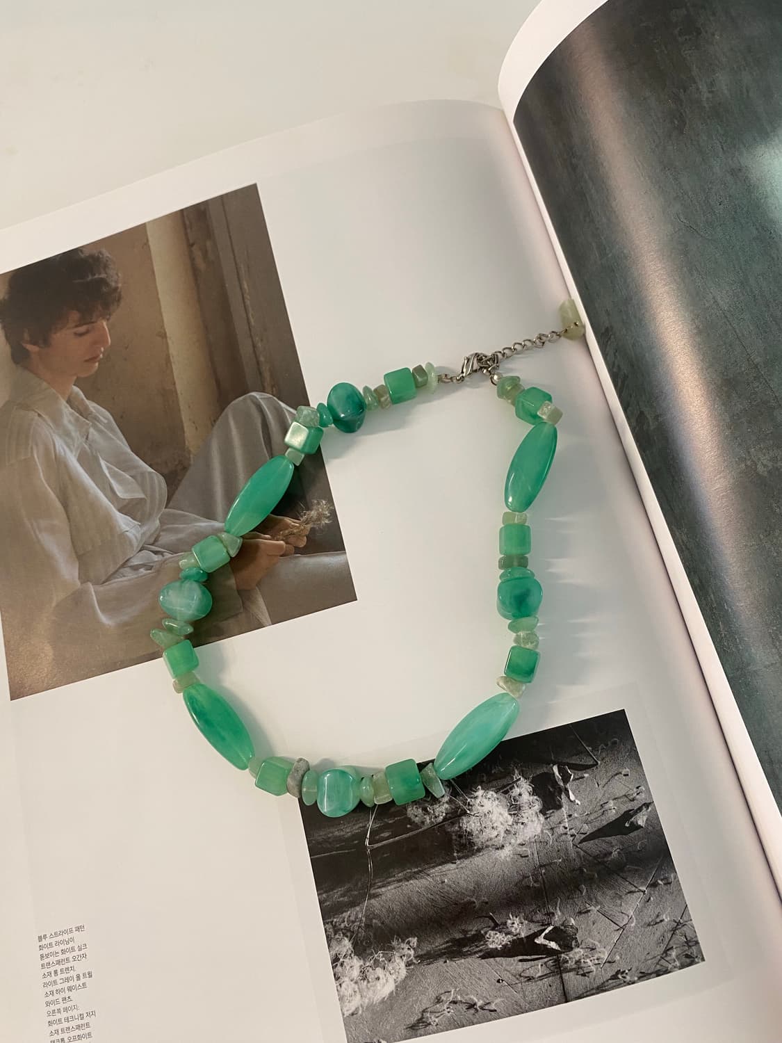 일본 빈티지 그린 비즈 목걸이 상품이미지1