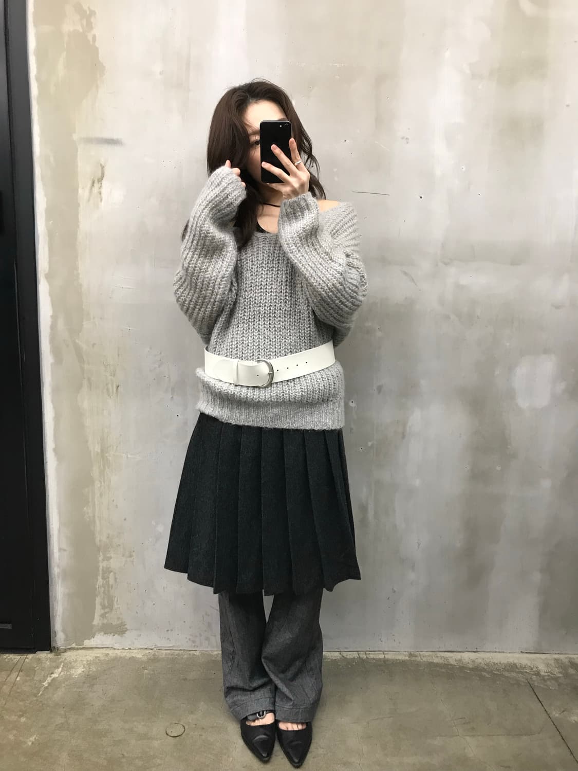 Mohair off shoulder knit 상품이미지5