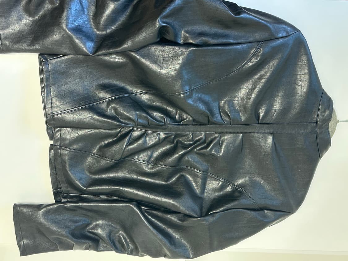 나체 NACHE SHIRRING LEATHER JACKET BLACK 상품이미지2