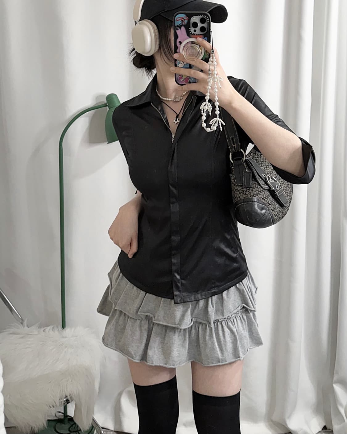 블랙 레더 무드 집업 셔츠 상품이미지2