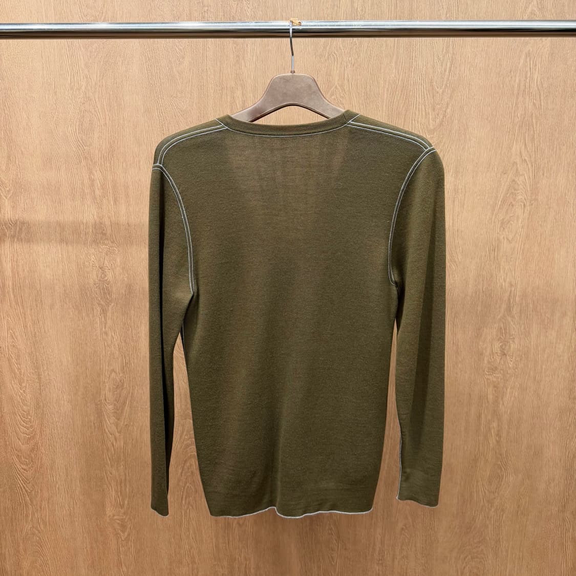 조셉 리버시블 니트 집업 가디건 배색 스티치 라인 디테일 카키 그레이 상품이미지3