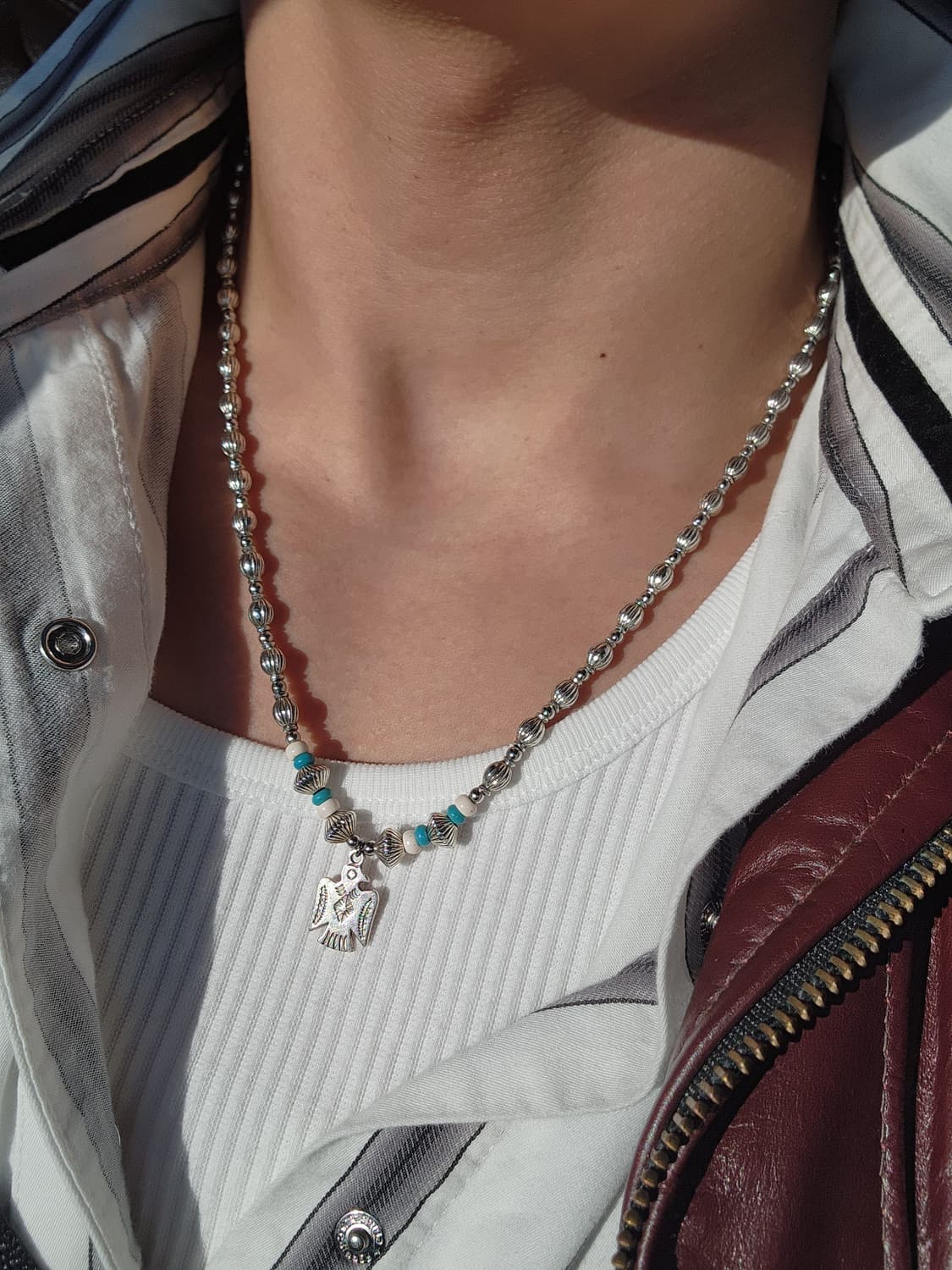 네이티브아메리칸 나바호 썬더버드 목걸이 상품이미지1