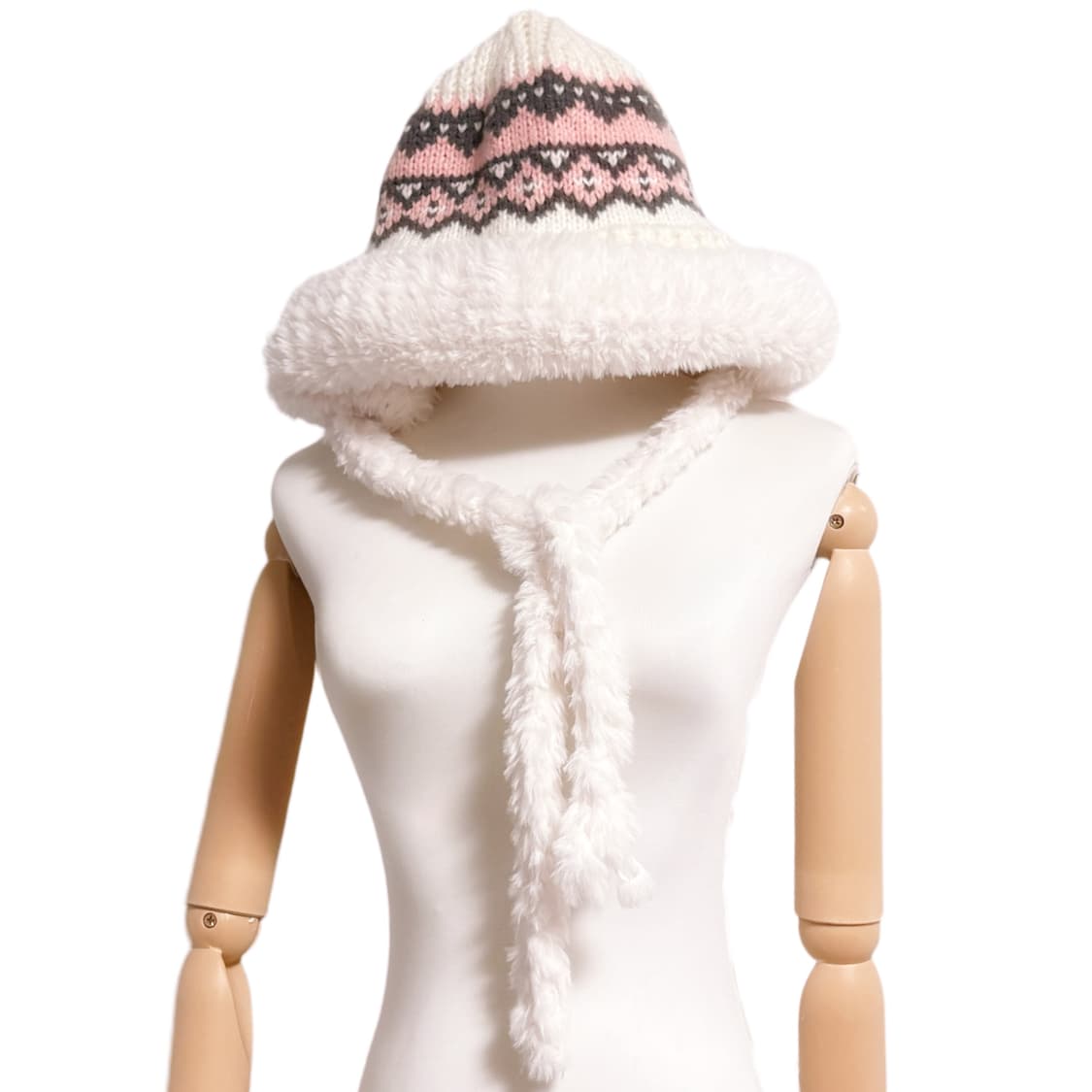 (이체시 에눌) 일본 달천깔 생화이트 코위찬 디테일 비니 상품이미지1