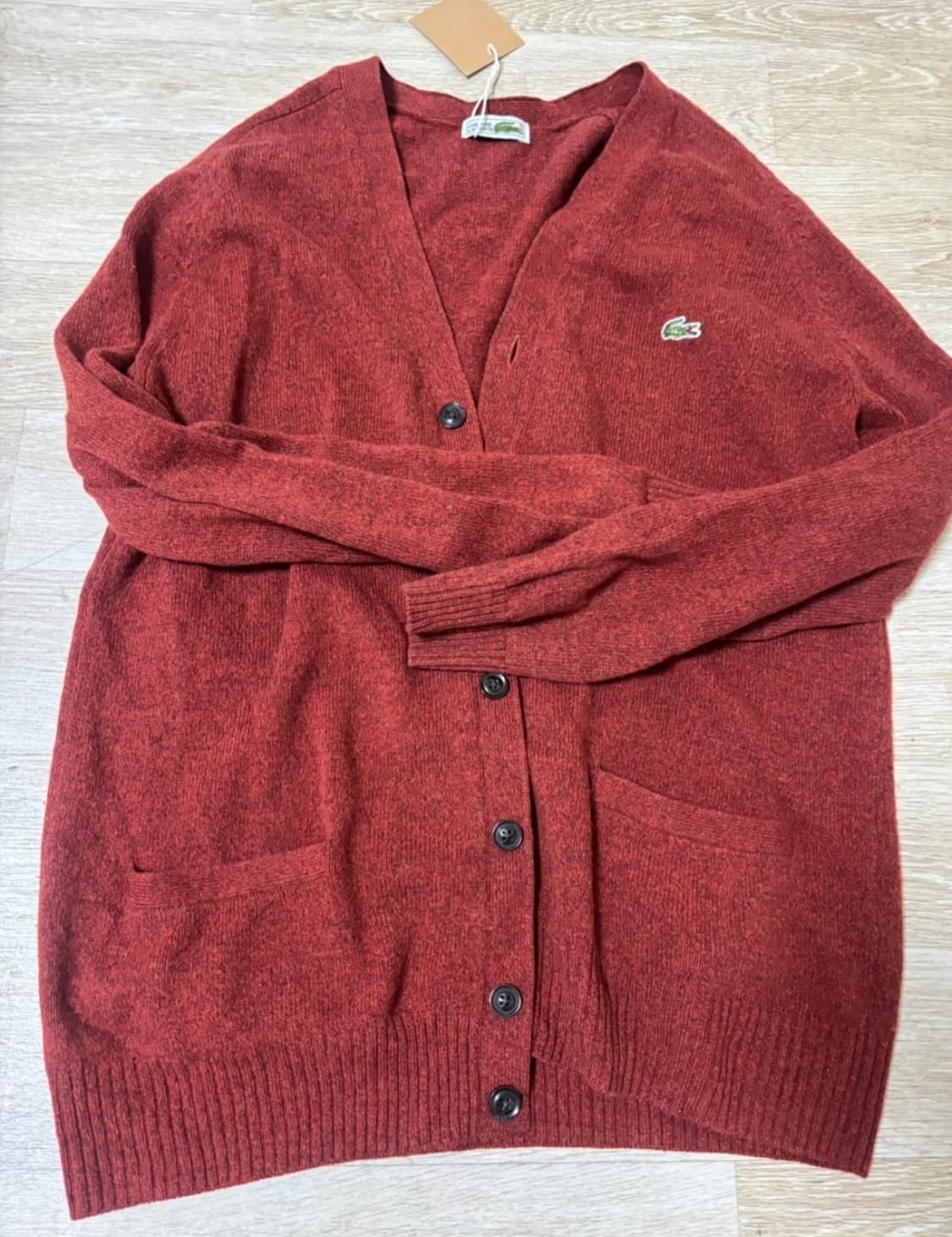 일본 라코스테 버건디 가디건 L 사이즈 상품이미지5