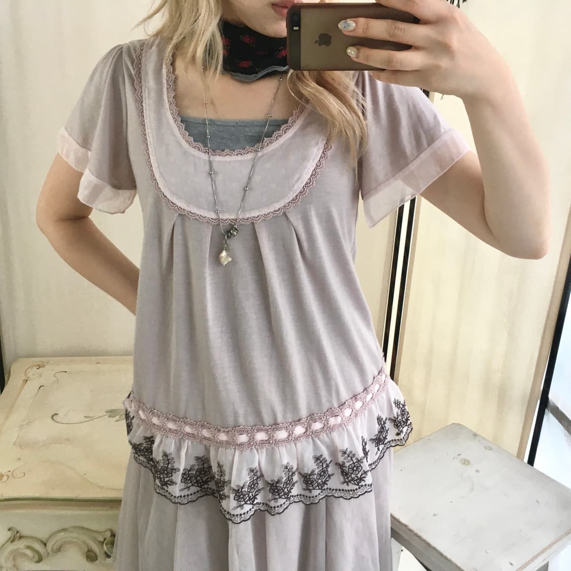  Axes Femme 뮤트 연보라 로걀 리본 블라우스탑 상품이미지2