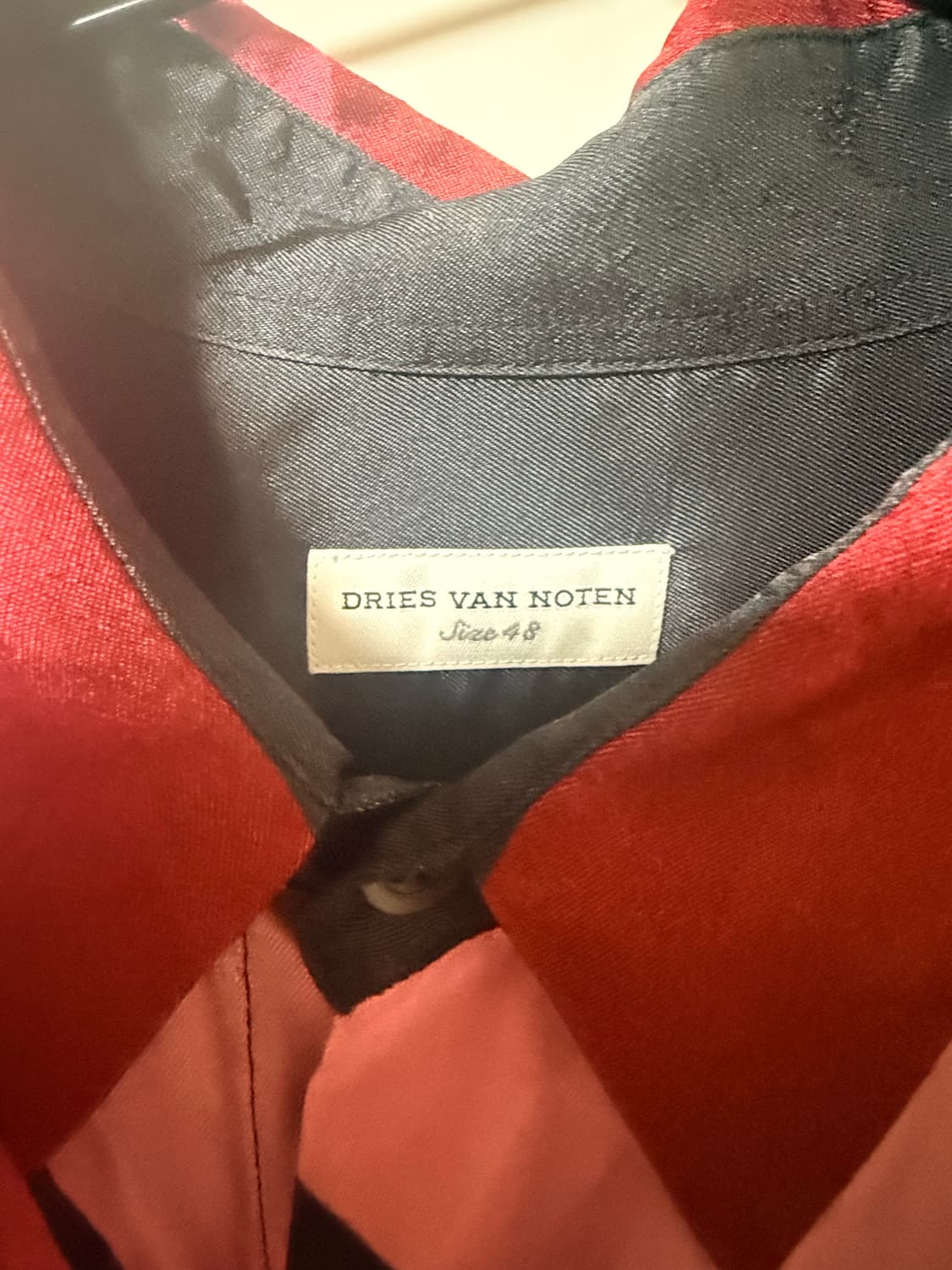 (48)드리스 반 노튼 실크 셔츠 블랙 레드 상품이미지4