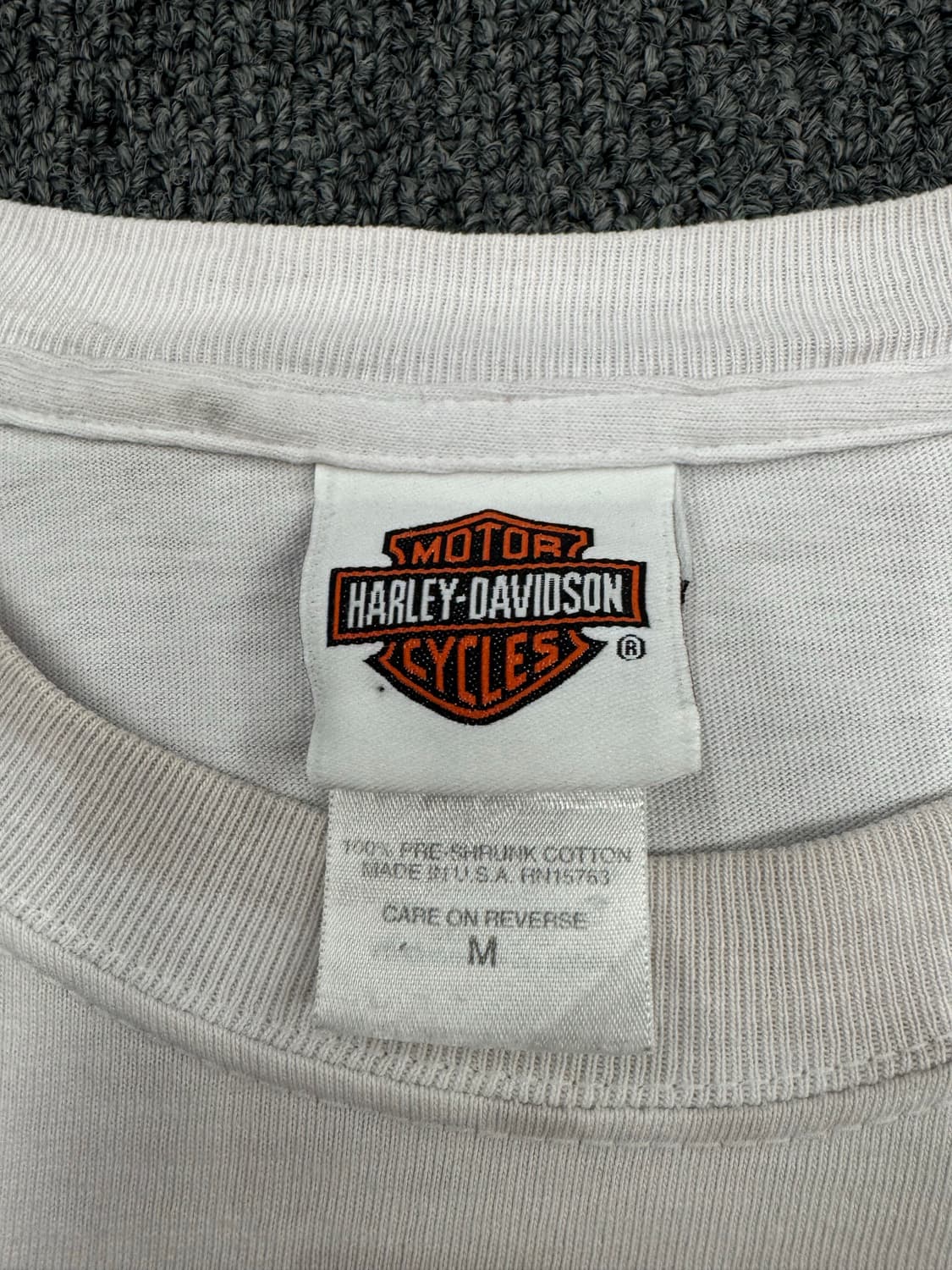 M)00’s할리데이비슨 빈티지 플레임 다이스 프린팅 화이트 롱슬리브(오염 상품이미지6