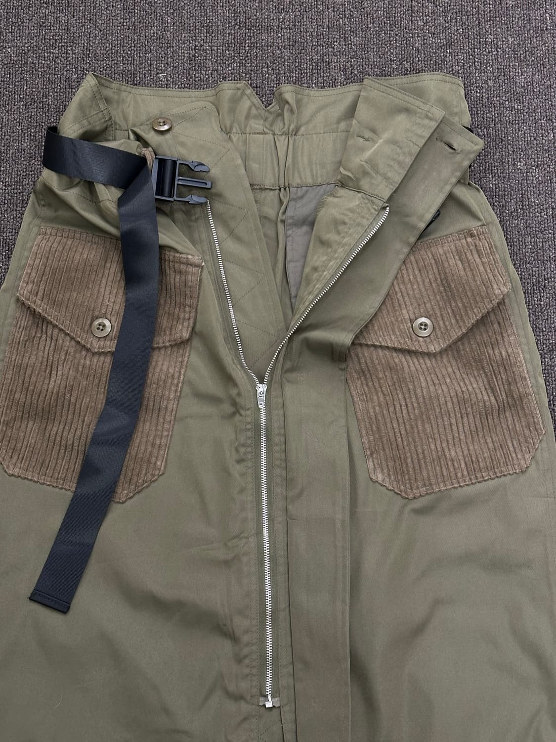 OS)Japanese vintage 여성 벨티드 코듀로이 집업 카고 스커 상품이미지5