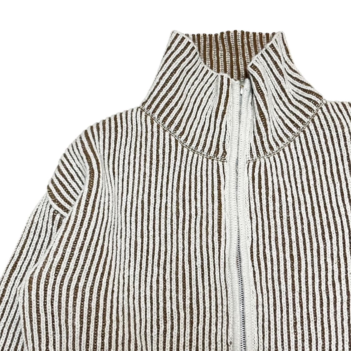 Turtleneck Stripe Knit Zip-Up Cardigan 상품이미지2