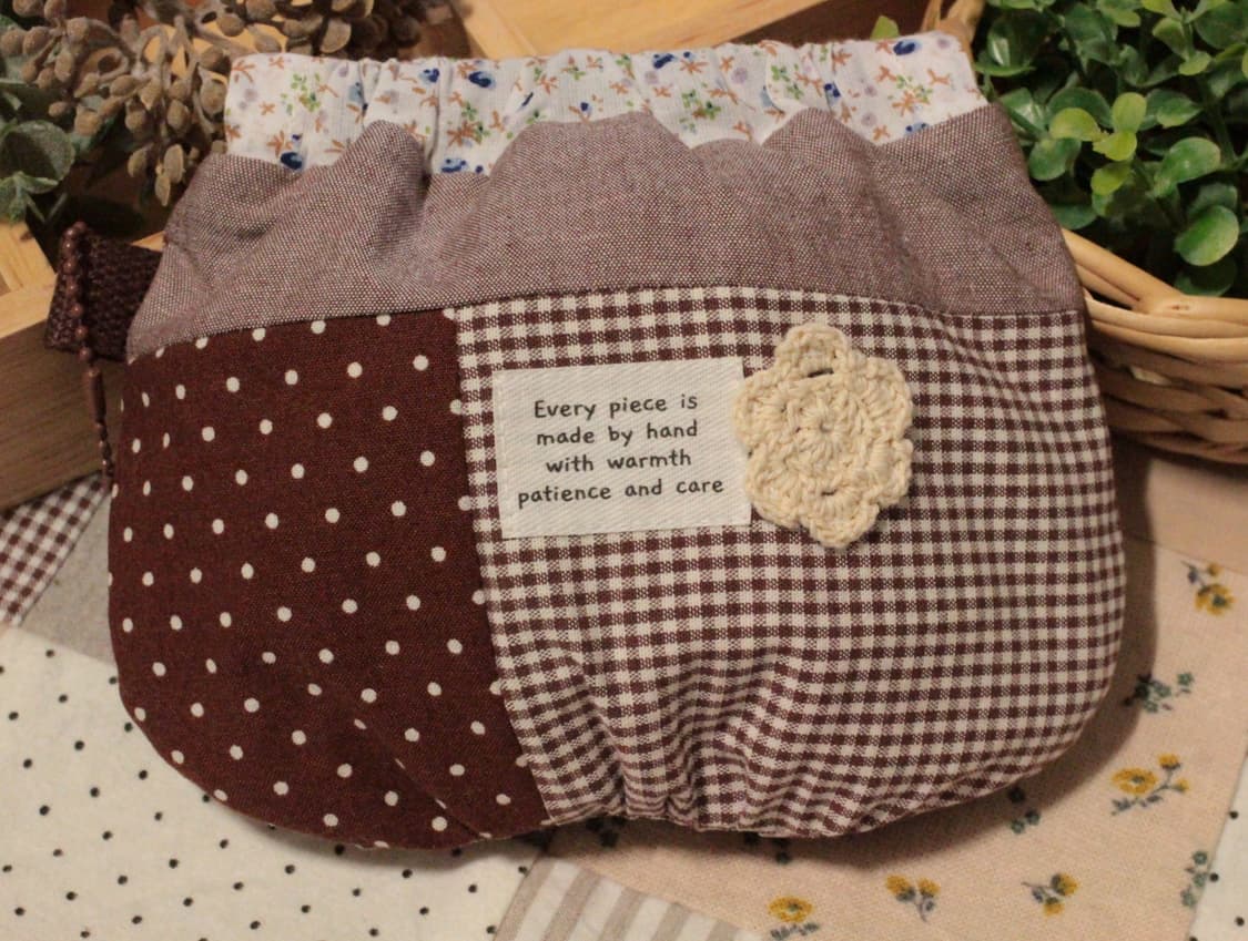 핸드메이드 브라운 패치워크 바네 파우치 상품이미지2