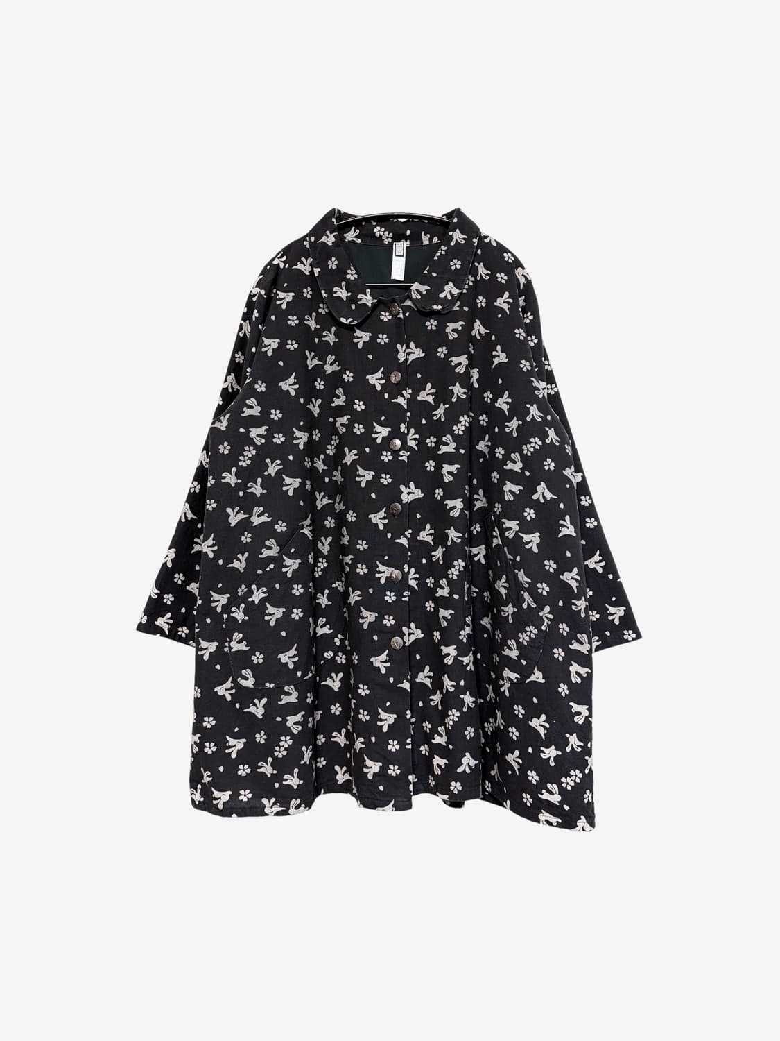 Rabbit Pattern Midi Coat - Brown 상품이미지4