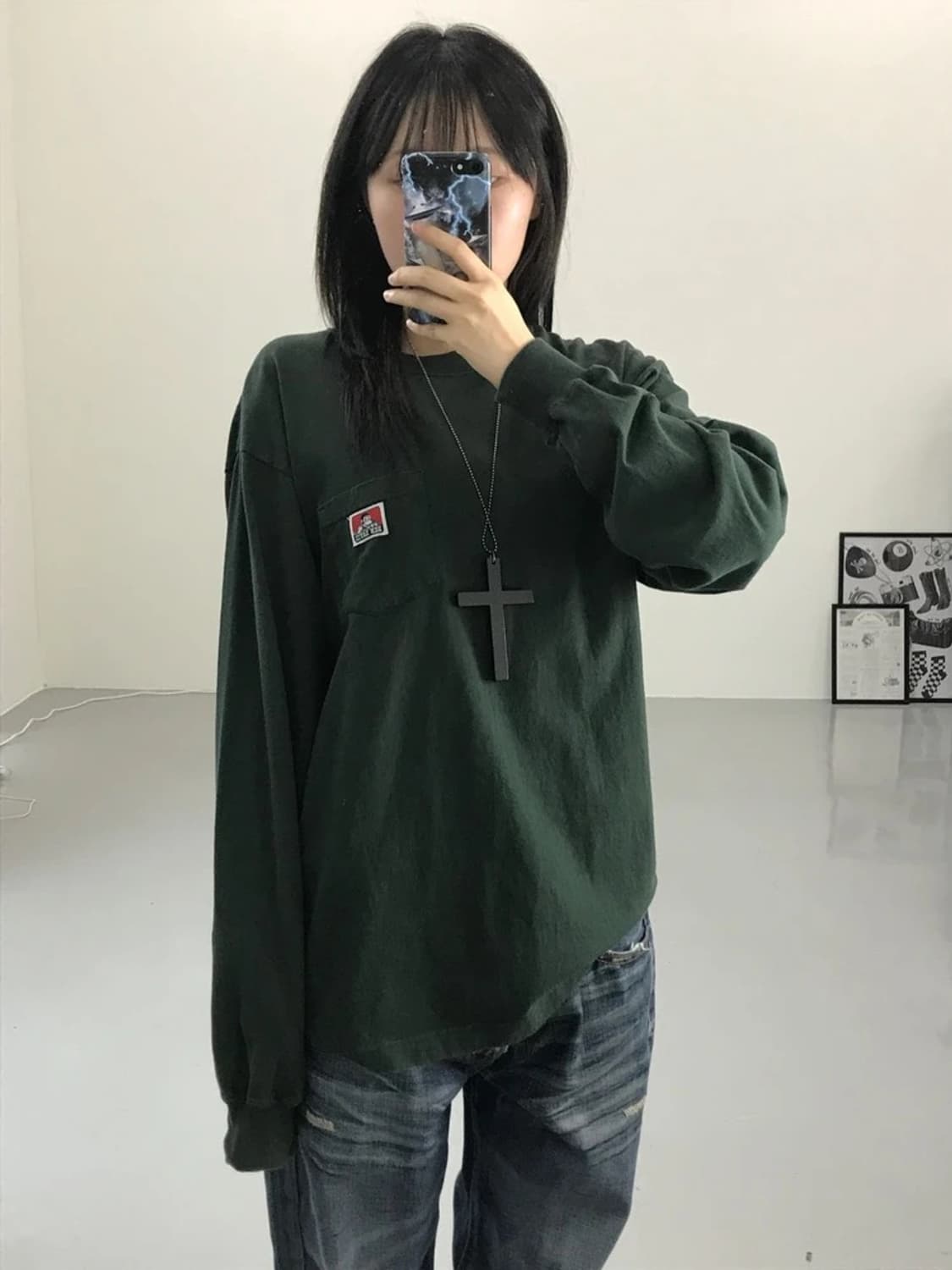 벤데이비스 롱 슬리브 긴팔 티 그린 상품이미지1