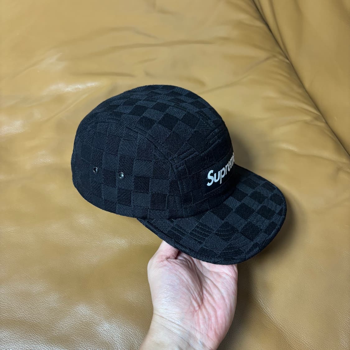 Supreme 슈프림 체커보드 블랙 캠프캡 모자 (Black) 상품이미지3