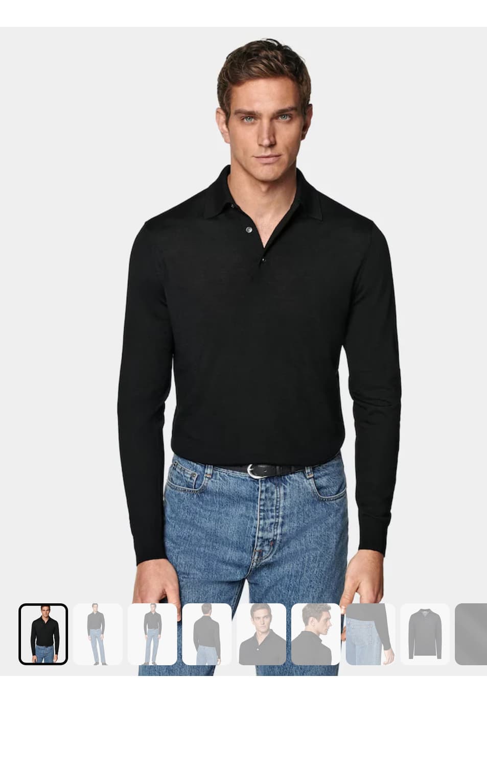 수트 서플라이 메리노 울 폴로 슬리브 니트 L 블랙 상품이미지7