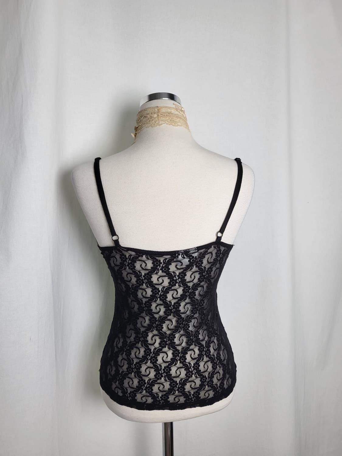 빈티지 블랙 시스루 레이스 뷔스티에 캐미솔 나시탑 상품이미지3