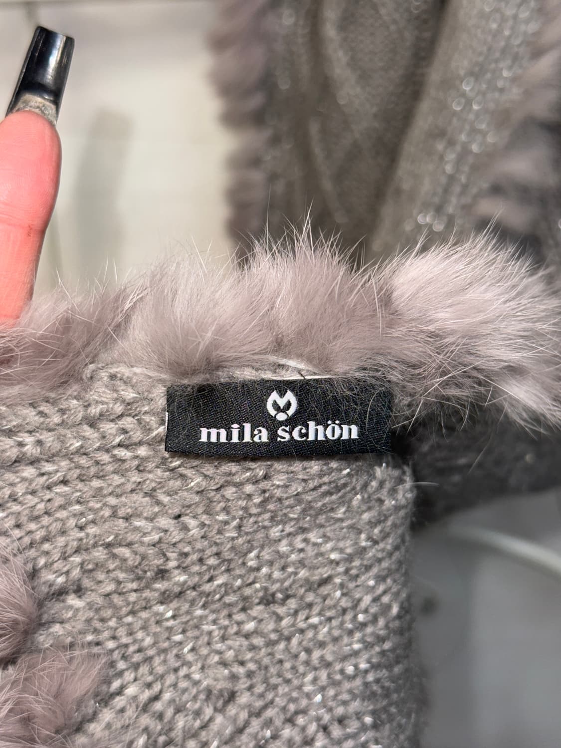 Mila Schön gray rabbit fur waffle 머플러 상품이미지5