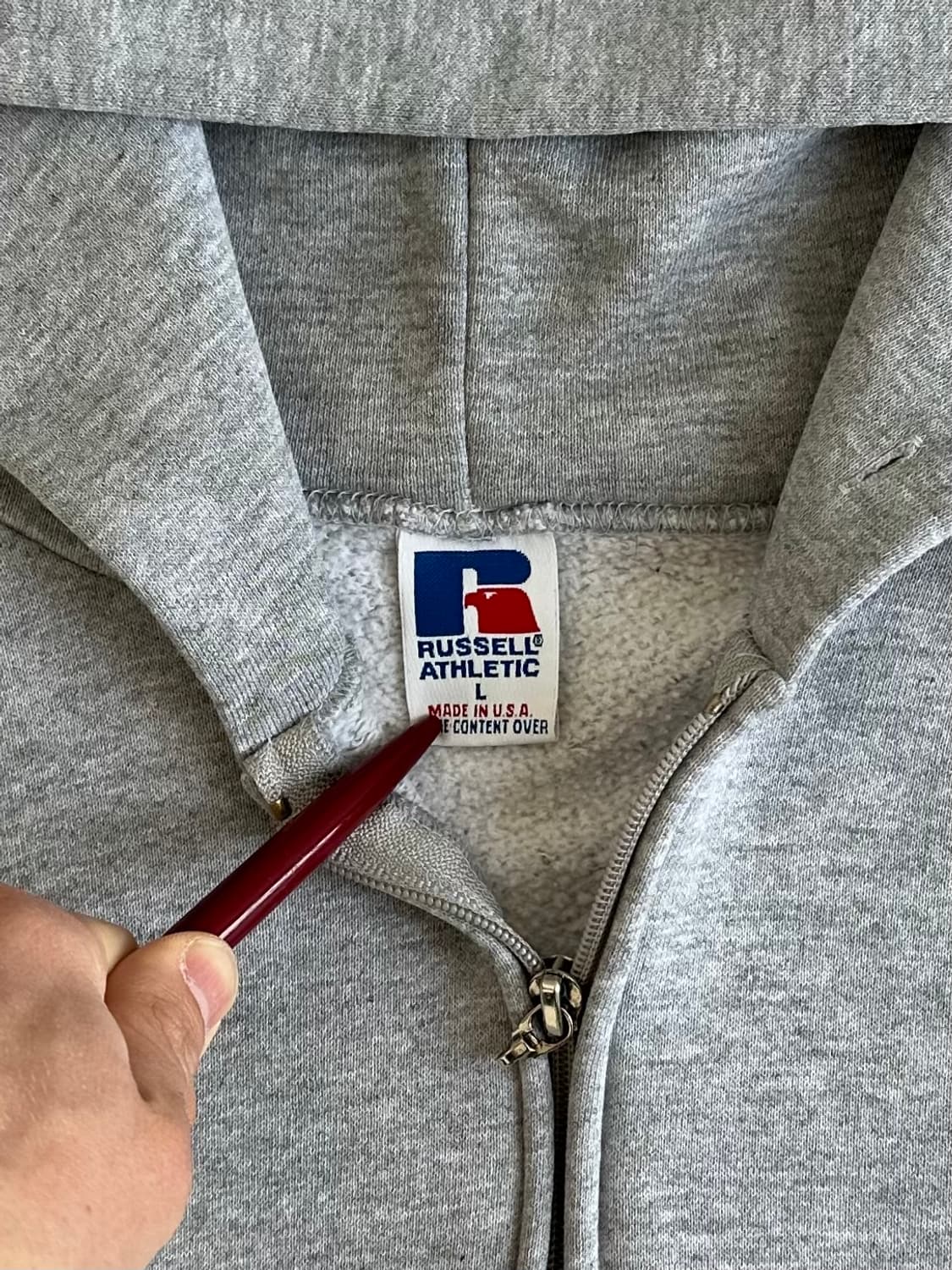 90s 빈티지 러셀 후드집업 그레이 L USA 상품이미지6