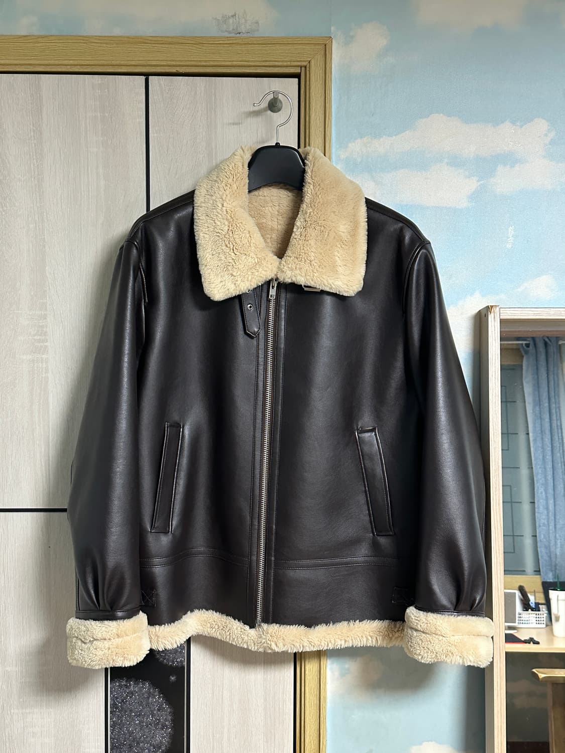 (XL) 스페로네 프리미엄 스탠다드 B3 무스탕 자켓 맨 (브라운) 상품이미지2