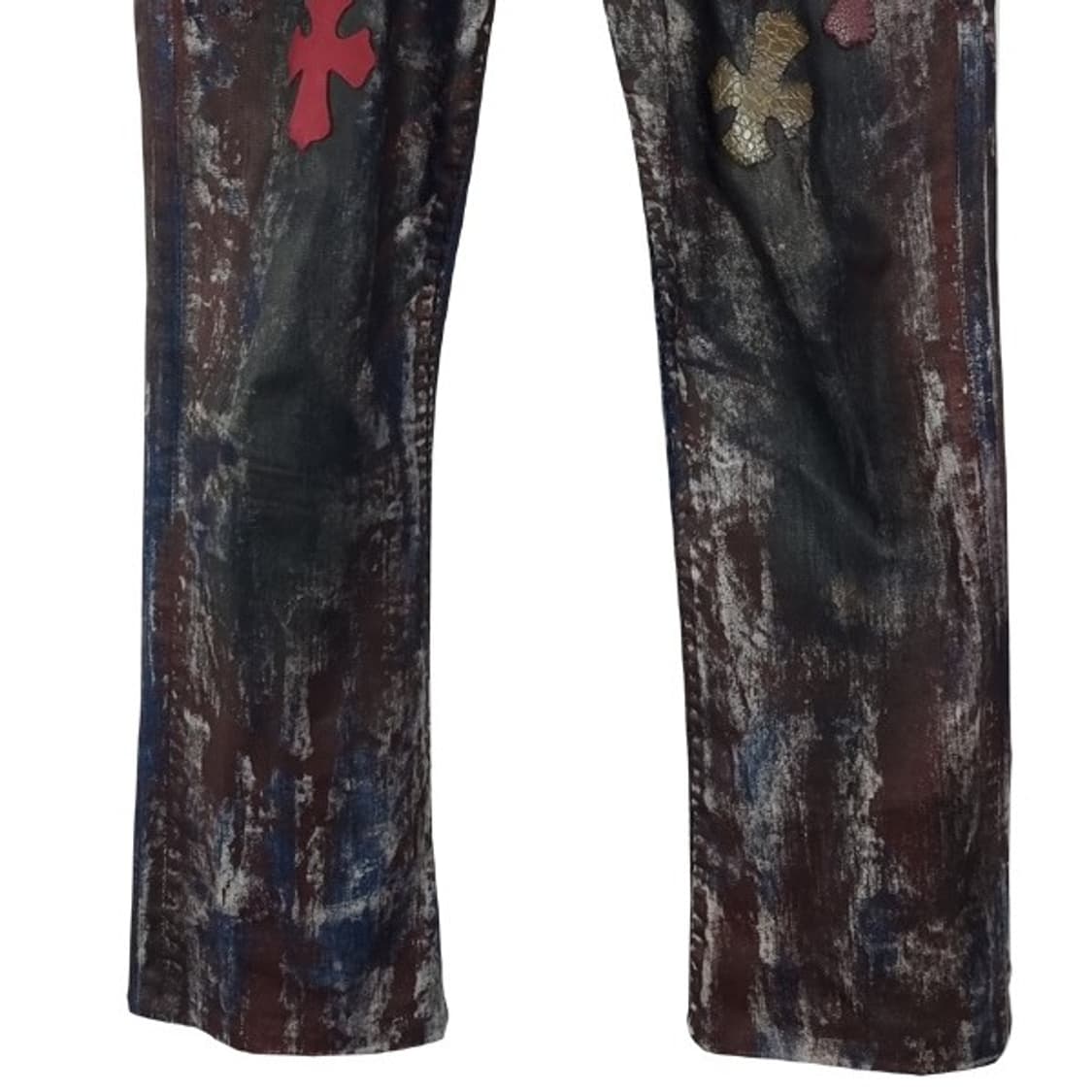 트루릴리전 고딕 펑크 커스텀 레더 크로스 리키 데님 팬츠 M18933 상품이미지5