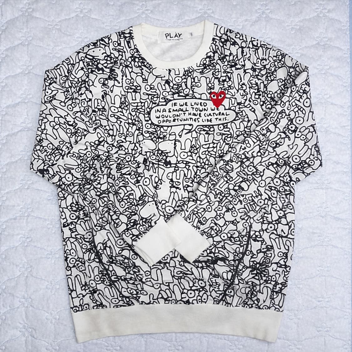 플레이 꼼데가르송 올오버 프린트 맨투맨 L 상품이미지1