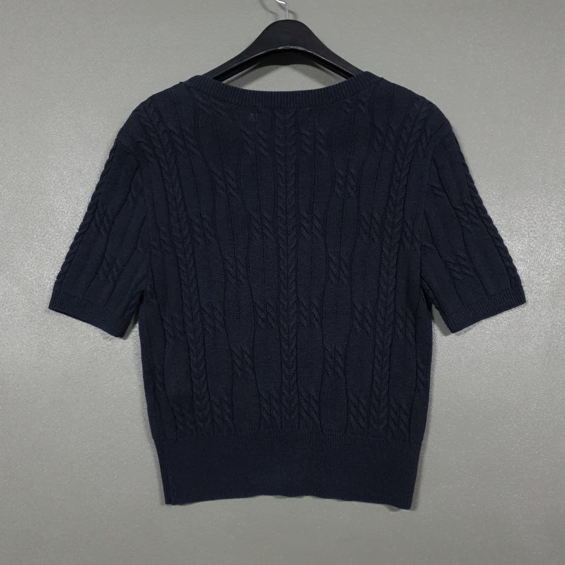 키르시 신형 22ss 스몰 체리 케이블 크롭 숏 슬리브 니트 반팔 네이비 상품이미지8