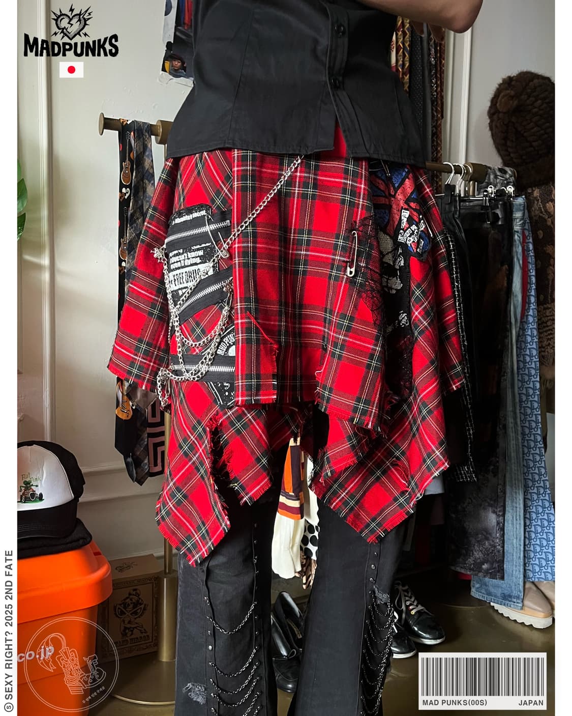 00s Mad Punks Tartan Check Chain Shirt 상품이미지1