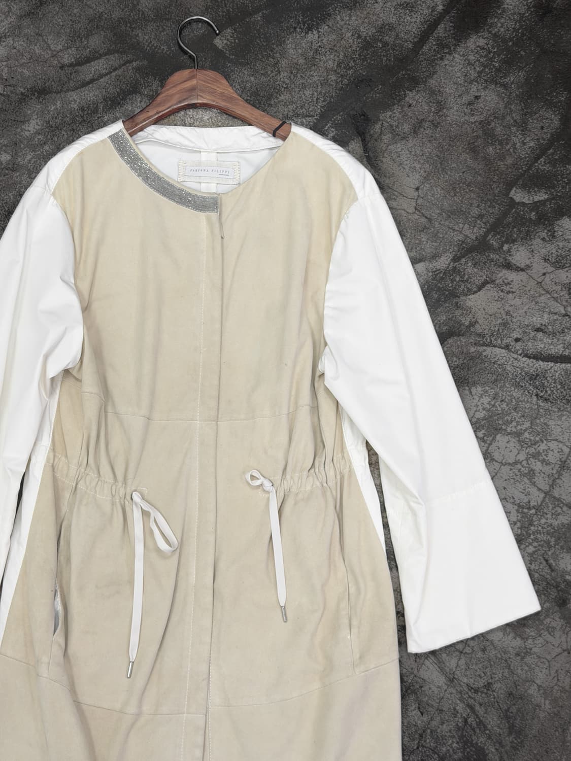 파비아나 필리피 모닐리 스웨이드 패널 드로스트링 코트 상품이미지2