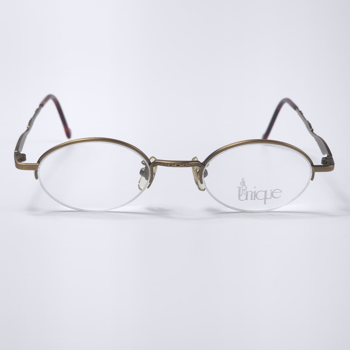 24K 도금 90년도 이태리 디자인 긱시크 오벌형 빈티지 반무테 안경 상품이미지2