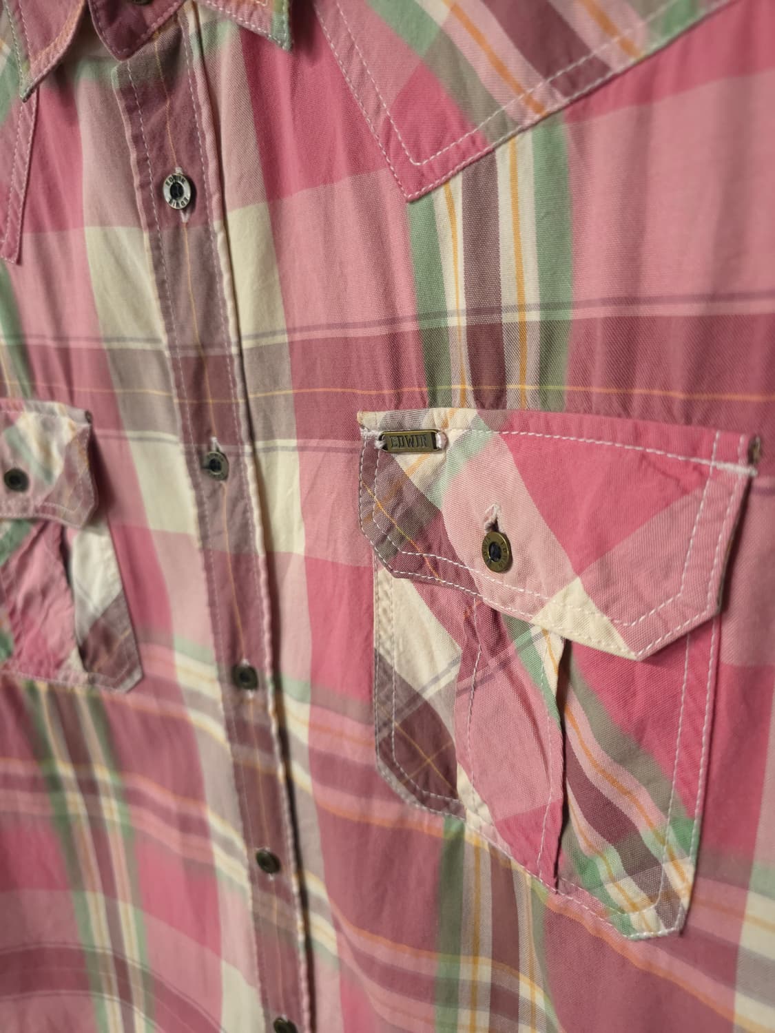 에드윈 남성 핑크체크 셔츠 100 상품이미지3